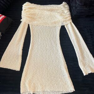 Elegant Cream Off-Shoulder Dress